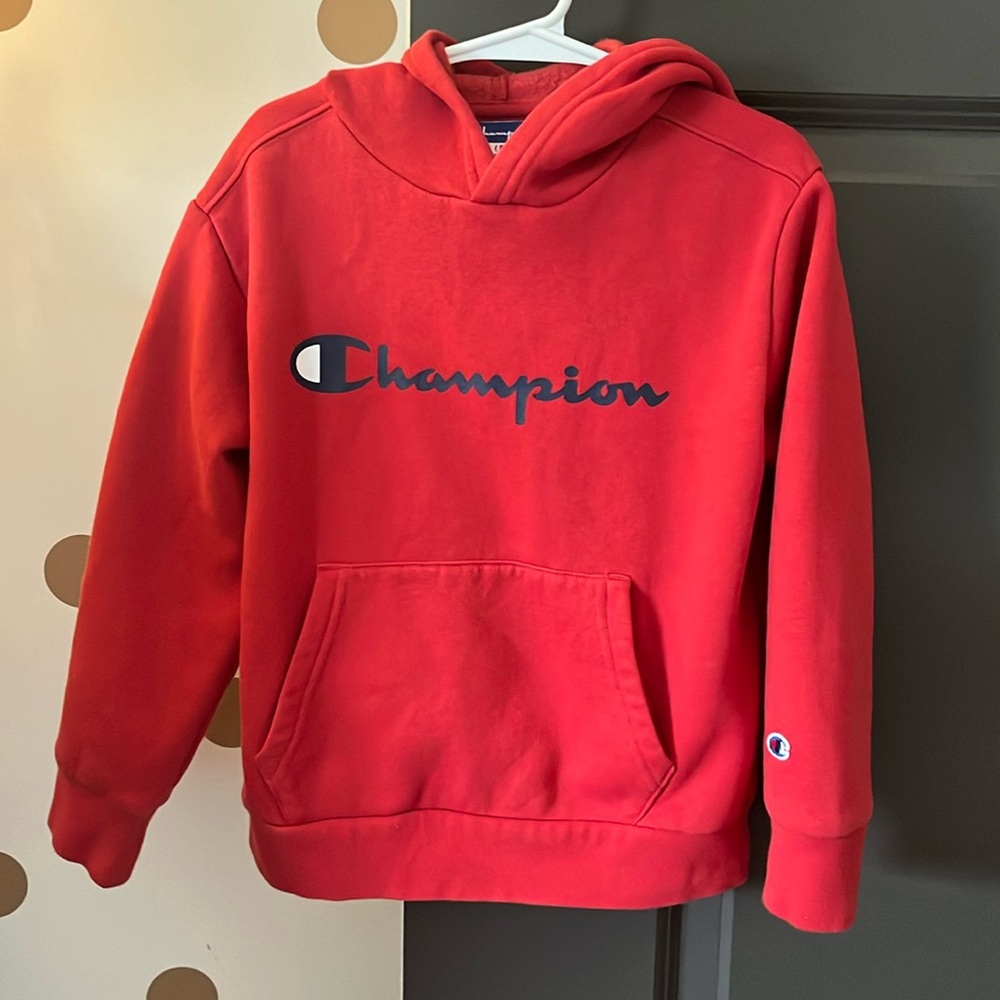 Red champion hoodie
